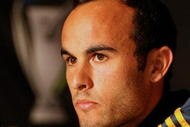 SEATTLE - NOVEMBER 20:  Landon Donovan of the Los Angeles Galaxy speaks at a press conference on November 20, 2009 at Qwest Field in Seattle, Washington. (Photo by Otto Greule Jr/Getty Images)