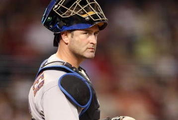 PHOENIX - AUGUST 11:  Catcher Brian Schneider #23 of the New York Mets in action during the major league baseball game against against the Arizona Diamondbacks at Chase Field on August 11, 2009 in Phoenix, Arizona. The Diamondbacks defeated the Mets 6-2.  (Photo by Christian Petersen/Getty Images)