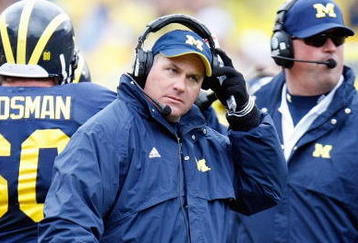 ANN ARBOR, MI - OCTOBER 24:  Head coach Rich Rodriguez of the Michigan Wolverines looks on during the game against the Penn State Nittany Lions on October 24, 2009 at Michigan Stadium in Ann Arbor, Michigan. (Photo by  Gregory Shamus/Getty Images)