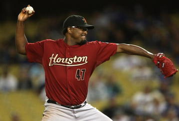 LOS ANGELES, CA - JULY 16:  Jose Valverde #47 of the Houston Astros picthes in the game against the Los Angeles Dodgers on July 16, 2009 at Dodger Stadium in Los Angeles, California.  (Photo by Stephen Dunn/Getty Images)
