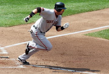 NEW YORK - AUGUST 16:  Travis Ishikawa #10 of the San Francisco Giants runs against the New York Mets on August 16, 2009 at Citi Field in the Flushing neighborhood of the Queens borough of New York City.  (Photo by Jim McIsaac/Getty Images)