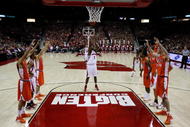 MADISON, WI - FEBRUARY 05: Marcus Landry #1 of the Wisconsin Badgers shoots free-throw against the Illinois Fighting Illini on February 5, 2009 at the Kohl Center in Madison, Wisconsin. Wisconsin defeated Illinois 63-50. (Photo by Jonathan Daniel/Getty Images)