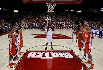 MADISON, WI - FEBRUARY 05: Marcus Landry #1 of the Wisconsin Badgers shoots free-throw against the Illinois Fighting Illini on February 5, 2009 at the Kohl Center in Madison, Wisconsin. Wisconsin defeated Illinois 63-50. (Photo by Jonathan Daniel/Getty Images)