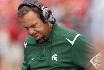 MADISON, WI - SEPTEMBER 26: Head coach Mark Dantonio of the Michigan State Spartans reacts against the Wisconsin Badgers on September 26, 2009 at Camp Randall Stadium in Madison, Wisconsin. (Photo by Jonathan Daniel/Getty Images)