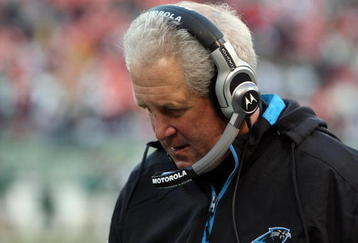 EAST RUTHERFORD, NJ - NOVEMBER 29:  Head coach John Fox of the Carolina Panthers looks on against the New York Jets on November 29, 2009 at Giants Stadium in East Rutherford, New Jersey. The Jets defeated the Panthers 17-6.  (Photo by Jim McIsaac/Getty Images)