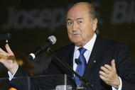 CAPE TOWN, SOUTH AFRICA - NOVEMBER 22: FIFA President, Sepp Blatter, speaks at a photocall during the FIFA Delegation World Cup Trophy tour on November 22, 2005 in Cape Town, South Africa. The 2010 World Cup tournament is to be held in South Africa. (Photo by Touchline/Getty images)