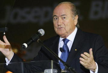 CAPE TOWN, SOUTH AFRICA - NOVEMBER 22:  FIFA President, Sepp Blatter, speaks at a photocall during the FIFA Delegation World Cup Trophy tour on November 22, 2005 in Cape Town, South Africa.  The 2010 World Cup tournament is to be held in South Africa.  (Photo by Touchline/Getty images)