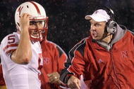 COLUMBIA, MO - OCTOBER 08: Quarterback Zac Lee #5 of the Nebraska Cornhuskers listens to head coach Bo Pelini during the game against the Missouri Tigers on October 8, 2009 at Faurot Field/Memorial Stadium in Columbia, Missouri. (Photo by Jamie Squire/Getty Images)