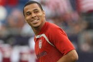FOXBOROUGH, MA - JULY 11:  Charlie Davies #9 of USA prepares to compete against Haiti before 2009 CONCACAF Gold Cup competition at Gillette Stadium on July 11, 2009 in Foxborough, Massachusetts. USA and Haiti played to a 2-2 draw. (Photo by Jim Rogash/Getty Images)