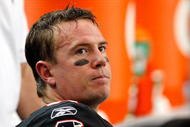 ATLANTA - NOVEMBER 29:  Quarterback Matt Ryan #2 of the Atlanta Falcons has his right foot attended to during the first half against the Tampa Bay Buccaneers at Georgia Dome on November 29, 2009 in Atlanta, Georgia.  (Photo by Kevin C. Cox/Getty Images)