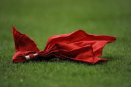 HOUSTON - NOVEMBER 09: A red challenge flag during a game between the Baltimore Ravens and the Houston Texans at Reliant Stadium on November 9, 2008 in Houston, Texas.  (Photo by Ronald Martinez/Getty Images)