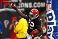 ATLANTA - NOVEMBER 29:  Jerious Norwood #32 of the Atlanta Falcons reacts after scoring a touchdown against the Tampa Bay Buccaneers at Georgia Dome on November 29, 2009 in Atlanta, Georgia.  (Photo by Kevin C. Cox/Getty Images)