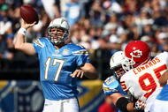 SAN DIEGO, CA - NOVEMBER 29:  Quarterback Philip Rivers #17 of the San Diego Chargers passes the ball against the Kansas City Chiefs during the NFL game on November 29, 2009 at Qualcomm Stadium in San Diego, California.  (Photo by Donald Miralle/Getty Images)
