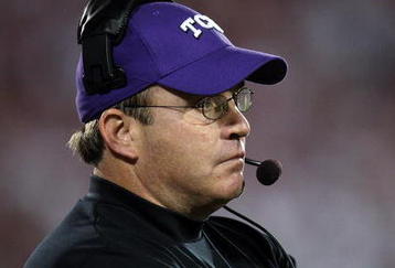 NORMAN, OK - SEPTEMBER 27:  Head coach Gary Patterson of the TCU Horned Frogs during play against the Oklahoma Sooners at Oklahoma Memorial Stadium on September 27, 2008 in Norman, Oklahoma.  The Sooners defeated the Horned Frogs 35-10.  (Photo by Ronald Martinez/Getty Images)