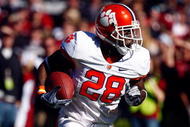 COLUMBIA, SC - NOVEMBER 28:  C.J. Spiller #28 of the Clemson Tigers runs upfield against the South Carolina Gamecocks at Williams-Brice Stadium on November 28, 2009 in Columbia, South Carolina.  (Photo by Scott Halleran/Getty Images)