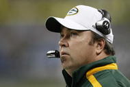 DETROIT , MI - NOVEMBER 26: Mike McCarthy of the Green Bay Packers looks on while playing the Detroit Lions on November 26, 2009 at Ford Field in Detroit, Michigan. Green Bay won the game 34-12. (Photo by Gregory Shamus/Getty Images)