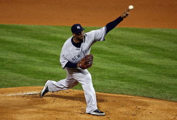 PHILADELPHIA - NOVEMBER 01:  Starting pitcher C.C. Sabathia #52 of the New York Yankees throws a pitch against the Philadelphia Phillies in Game Four of the 2009 MLB World Series at Citizens Bank Park on November 1, 2009 in Philadelphia, Pennsylvania.  (Photo by Chris McGrath/Getty Images)