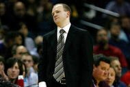 CHARLOTTE, NC - JANUARY 08:  Head coach Lawrence Frank of the New Jersey Nets reacts after a basket by the Charlotte Bobcats during the second half at Charlotte Bobcats Arena on January 8, 2008 in Charlotte, North Carolina.  Charlotte defeated New Jersey 115-99. NOTE TO USER: User expressly acknowledges and agrees that, by downloading and/or using this Photograph, user is consenting to the terms and conditions of the Getty Images License Agreement.  (Photo by Kevin C. Cox/Getty Images)