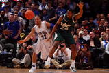 NEW YORK - MARCH 10:  Paul Gause #22 of the Seton Hall Pirates fights for a loose ball against Augustus Gilchrist #24 of the USF Bulls during the first round of the Big East Tournament at Madison Square Garden on March 10, 2009 in New York City.  (Photo by Jim McIsaac/Getty Images)
