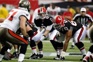 ATLANTA - NOVEMBER 29:  Quarterback Chris Redman #8 of the Atlanta Falcons against the Tampa Bay Buccaneers at Georgia Dome on November 29, 2009 in Atlanta, Georgia.  (Photo by Kevin C. Cox/Getty Images)