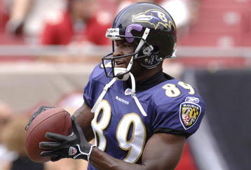 Baltimore Ravens wide receiver Mark Clayton  against the Tampa Bay Buccaneers September 10, 2006 in Tampa.  The Ravens defeated the Bucs 27 - 0.  (Photo by Al Messerschmidt/Getty Images)