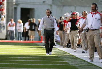 COLUMBUS, OH - OCTOBER 20: Head coach Jim Tressel of the Ohio State Buckeyes walks on the field during the game against the Michigan State Spartans at Ohio Stadium October 20, 2007 in Columbus, Ohio. Ohio State won the game 24-17. (Photo by Gregory Shamus/Getty Image