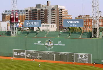 BOSTON - JULY 1: A general view of the 'Green Monster' at Fenway Park on July 1, 2004 in Boston, Massachusetts.  (Photo by Elsa/Getty Images)