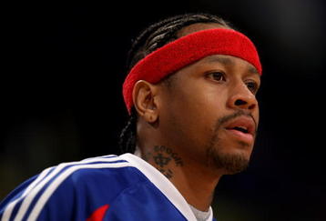 LOS ANGELES, CA - NOVEMBER 14:  Allen Iverson #1 of the Detroit Pistons warms up for the game with the Los Angeles Lakers on November 14, 2008 at Staples Center in Los Angeles, California. The Pistons won 106-95.   NOTE TO USER: User expressly acknowledges and agrees that, by downloading and/or using this Photograph, user is consenting to the terms and conditions of the Getty Images License Agreement.  (Photo by Stephen Dunn/Getty Images)