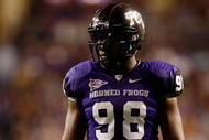 FORT WORTH, TX - NOVEMBER 14:  Defensive end Jerry Hughes #98 of the TCU Horned Frogs at Amon G. Carter Stadium on November 14, 2009 in Fort Worth, Texas.  (Photo by Ronald Martinez/Getty Images)