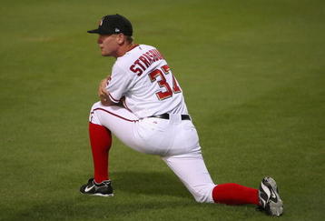 PHOENIX - OCTOBER 16:  Washington Nationals prospect Stephen Strasburg #37, playing for the Phoenix Desert Dogs, warms up before the Arizona Fall League game against the Scottsdale Scorpions at Phoenix Municipal Stadium on October 16, 2009 in Phoenix, Arizona.  (Photo by Christian Petersen/Getty Images)