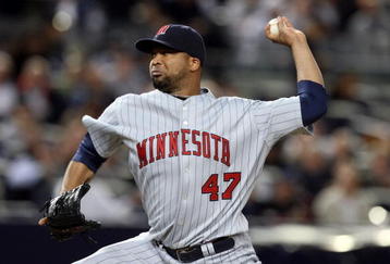 NEW YORK - OCTOBER 07:  Francisco Liriano #47 of the Minnesota Twins pitches against the New York Yankees in Game One of the ALDS during the 2009 MLB Playoffs at Yankee Stadium on October 7, 2009 in the Bronx borough of New York City.  (Photo by Jim McIsaac/Getty Images)
