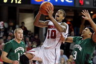 LOUISVILLE, KY - DECEMBER 02:  Edgar Sosa #10 of the Louisville Cardinals shoots the ball during the game against the Stetson Hatters on December 2, 2009 in Louisville, Kentucky. Louisville won 80-48.  (Photo by Andy Lyons/Getty Images)