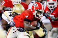 ATLANTA - NOVEMBER 28:  Caleb King #4 of the Georgia Bulldogs against the Georgia Tech Yellow Jackets at Bobby Dodd Stadium on November 28, 2009 in Atlanta, Georgia.  (Photo by Kevin C. Cox/Getty Images)
