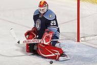 SUNRISE, FL - NOVEMBER 27: Goaltender Tomas Vokoun #29 of the Florida Panthers stops a shot taken by the Toronto Maple Leafs on November 27, 2009 at the BankAtlantic Center in Sunrise, Florida. (Photo by Joel Auerbach/Getty Images)