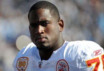 SAN DIEGO - NOVEMBER 29:  Branden Albert #76 of the Kansas City Chiefs on the sidelines against the San Diego Chargers at Qualcomm Stadium on November 29, 2009 in San Diego, California.  (Photo by Harry How/Getty Images)