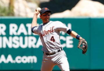 ANAHEIM, CA - AUGUST 26:  Adam Everett #4 of the Detroit Tigers plays against  the Los Angeles Angels of Anaheim at Angel Stadium on August 26, 2009 in Anaheim, California. The Angels defeated the Tigers 4-2.  (Photo by Jeff Gross/Getty Images)
