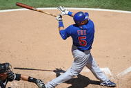 CHICAGO - JUNE 28: Jake Fox #5 of the Chicago Cubs hits the ball against the Chicago White Sox on June 28, 2009 at U.S. Cellular Field in Chicago, Illinois. The White Sox defeated the Cubs 6-0. (Photo by Jonathan Daniel/Getty Images)