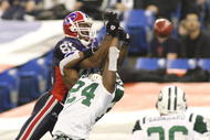 TORONTO - DECEMBER 3: Darrelle Revis #24 of the New York Jets breaks up a pass intended for Terrell Owens #81 of the Buffalo Bills at Rogers Centre on December 3, 2009 in Toronto, Canada. (Photo by Rick Stewart/Getty Images)