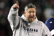 PALO ALTO, CA - NOVEMBER 28:  Notre Dame head coach Charlie Weis argues a call during their game against the Stanford Cardinal at Stanford Stadium on November 28, 2009 in Palo Alto, California.  (Photo by Ezra Shaw/Getty Images)