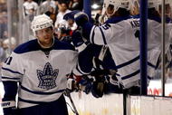 TORONTO - NOVEMBER 21: Phil Kessel #81 of the Toronto Maple Leafs celebrates shoot-out goal against the Washington Capitals during game action November 21, 2009 at the Air Canada Centre in Toronto, Ontario, Canada. (Photo by Abelimages/Getty Images)