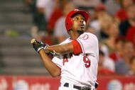 ANAHEIM, CA - SEPTEMBER 22:  Chone Figgins #9 of the Los Angeles Angels of Anaheim bats against the New York Yankees at Angel Stadium on September 22, 2009 in Anaheim, California.  (Photo by Jeff Gross/Getty Images)