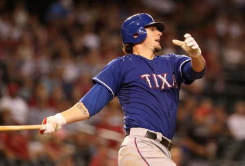 PHOENIX - JUNE 23:  Jarrod Saltalamacchia #21 of the Texas Rangers bats against the Arizona Diamondbacks during the major league baseball game at Chase Field on June 23, 2009 in Phoenix, Arizona. The Diamondbacks defeated the Rangers 8-2.  (Photo by Christian Petersen/Getty Images)