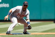 ANAHEIM, CA - AUGUST 26:  Placido Polanco #14 of the Detroit Tigers plays against  the Los Angeles Angels of Anaheim at Angel Stadium on August 26, 2009 in Anaheim, California. The Angels defeated the Tigers 4-2.  (Photo by Jeff Gross/Getty Images)