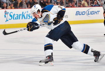 PITTSBURGH - OCTOBER 20:  Center TJ Oshie #74 of the St. Louis Blues shoots the puck against the Pittsburgh Penguins on October 20, 2009 at Mellon Arena in Pittsburgh, Pennsylvania.  (Photo by Jamie Sabau/Getty Images)