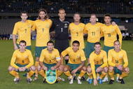 MELBOURNE, AUSTRALIA - OCTOBER 14: The Australian team line up prior to the Asian Cup Group B qualifying match between the Australian Socceroos and Oman at Etihad Stadium on October 14, 2009 in Melbourne, Australia. (Photo by Robert Cianflone/Getty Images)
