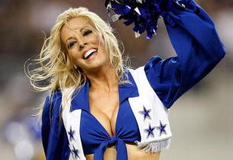 ARLINGTON, TX - AUGUST 29:  A Dallas Cowboys Cheerleader performs at Cowboys Stadium on August 29, 2009 in Arlington, Texas.  (Photo by Ronald Martinez/Getty Images)