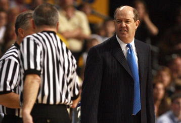 TAMPA, FL - MARCH 21:  Head coach Kevin Stallings of the Vanderbilt Commodores yells at the referees during his team's game against the Siena Saints in the first round of the 2008 NCAA Tournament Midwest Regional at the St. Pete Times Forum March 21, 2008 in Tampa, Florida.  (Photo by Doug Benc/Getty Images)