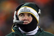 GREEN BAY, WI - JANUARY 20: Head coach Mike McCarthy of the Green Bay Packers looks on during the NFC championship game against the New York Giants on January 20, 2008 at Lambeau Field in Green Bay, Wisconsin. The Giants defeated the Packers 23-20 in overtime to advance to the Superbowl XLII. (Photo by Jonathan Daniel/Getty Images)