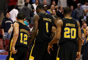 PHILADELPHIA - MARCH 19:  Joey Rodriguez #12, Larry Sanders #1 and Bradford Burgess #20 of the VCU Rams walk off the court after being defeated 65-64 by the UCLA Bruins during the first round of the NCAA Division I Men's Basketball Tournament at the Wachovia Center on March 19, 2009 in Philadelphia, Pennsylvania.  (Photo by Jim McIsaac/Getty Images)