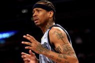 LOS ANGELES, CA - NOVEMBER 06:  Allen Iverson #3 of the Memphis Grizzlies on the court against the Los Angeles Lakers on November 6, 2009 at Staples Center in Los Angeles, California. The Lakers won 114-98. NOTE TO USER: User expressly acknowledges and agrees that, by downloading and/or using this Photograph, user is consenting to the terms and conditions of the Getty Images License Agreement.  (Photo by Stephen Dunn/Getty Images)